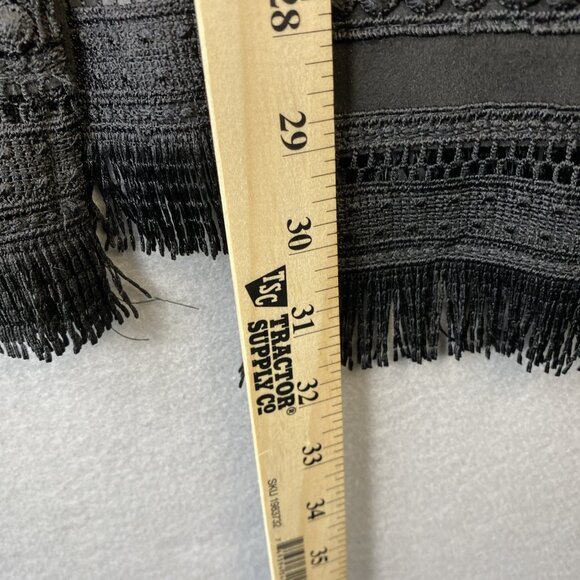 Zara‎ Faux Suede Jacket Women's Medium Black Lace Trim Boho Open Front Oversized - Picture 5 of 13